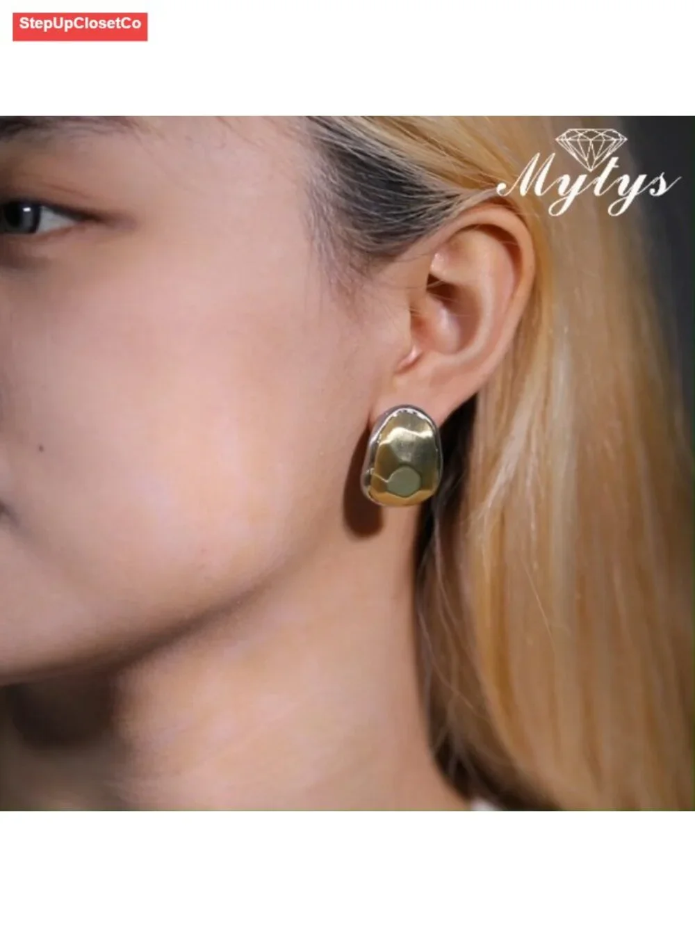 Two Tone Crossover Huggie Hoop Earrings Twisted Rope Textured Clip On for Women